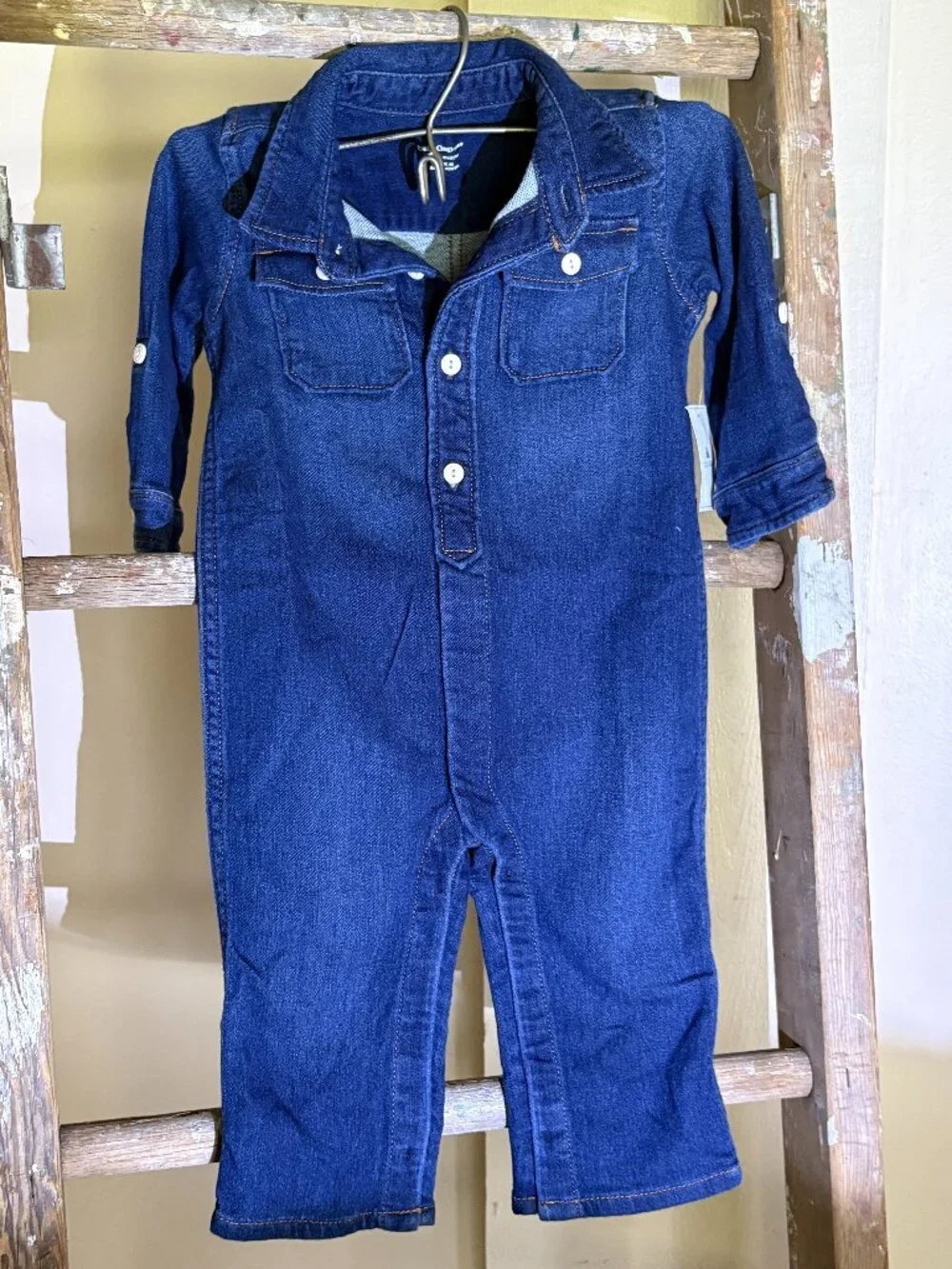 babyGap 1969 Infant Denim Long-Sleeve Utility Jumpsuit (12-18 Months) NWT